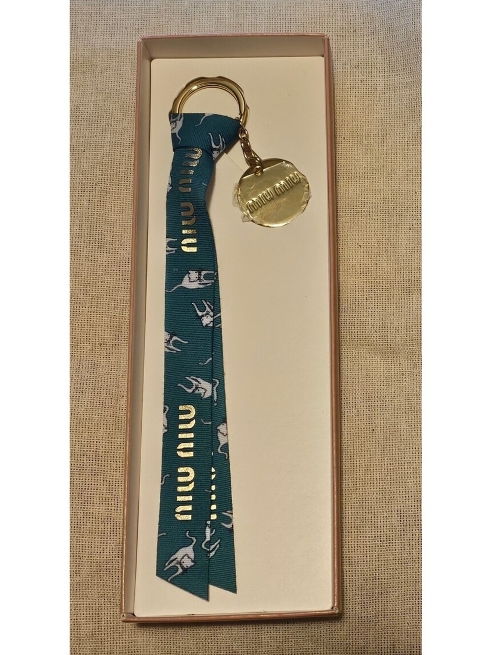 Miu Miu Beauty Teal Ribbon Bag Charm - NIB
